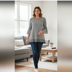 Max Studio geometric print half sleeve top tunic  size L